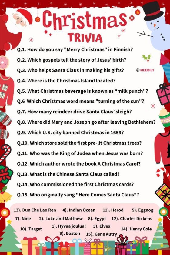 100+ Christmas Trivia Questions & Answers Meebily