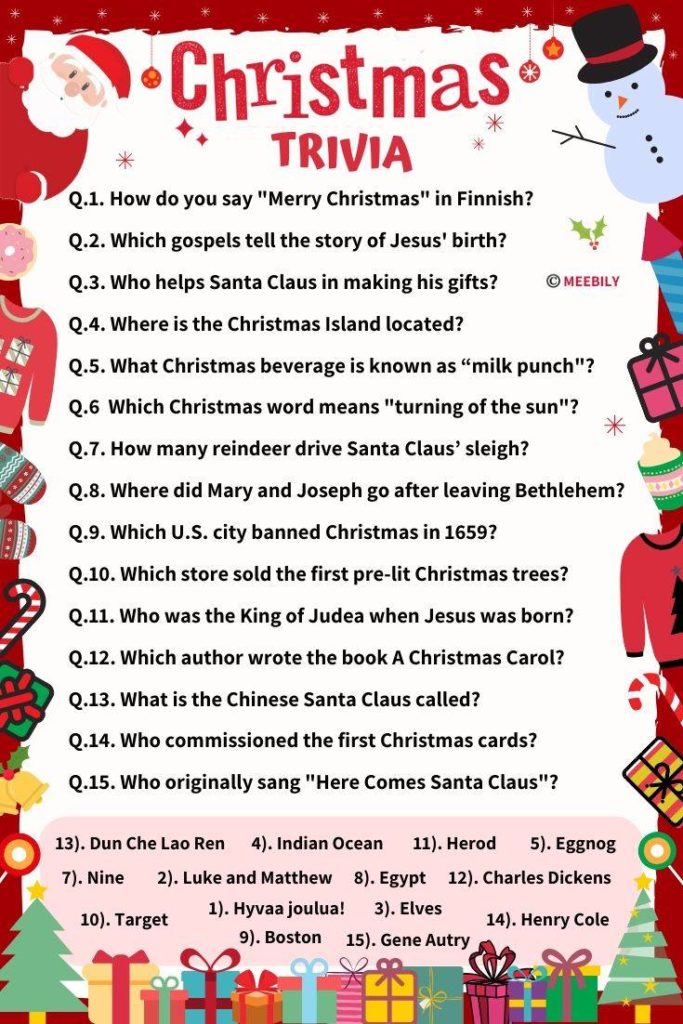 100+ Christmas Trivia Questions &amp; Answers - Meebily