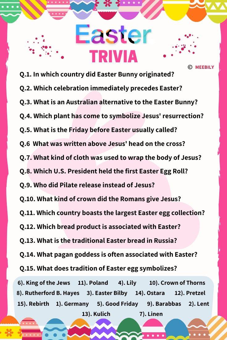 60 Easter Trivia Questions Answers For Kids Adults Meebily