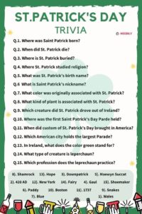 St. Patricks Day Trivia Worksheet