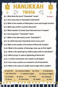 Hanukkah Trivia Worksheet Meebily